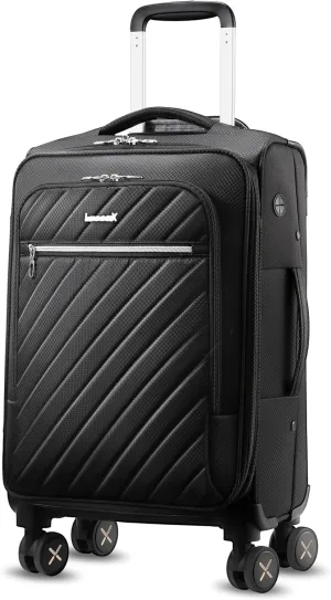 LUGGEX Carry On Luggage 20 inch Expandable, Rolling Suitcases with Spinner Wheels Softside, Lightweight (Black)