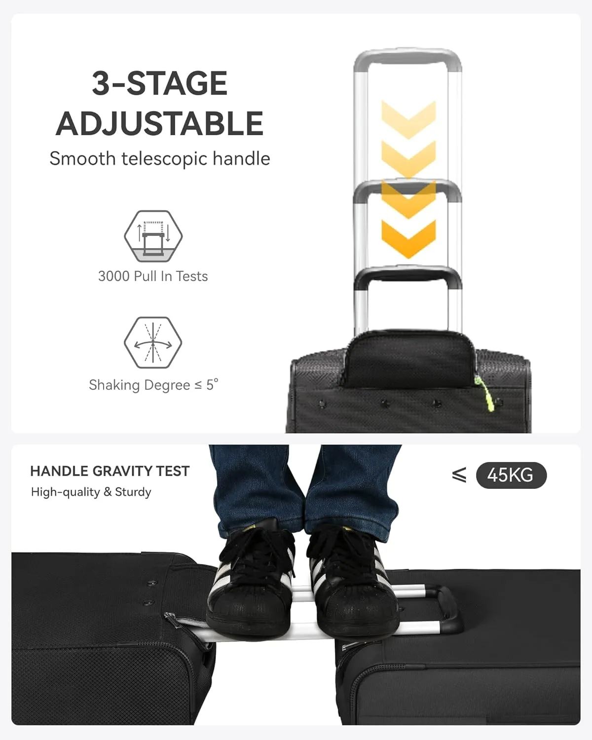 LUGGEX Carry On Luggage 20 inch Expandable, Rolling Suitcases with Spinner Wheels Softside, Lightweight (Black)