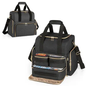 LUXJA Large Tattoo Travel Case with 3 Removable Pouches, Tattoo Supplies Organizer for Tattoo Stencil Printer and Tattoo Kit, Black