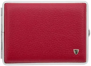 Made in Germany Genuine Leather Gold Plated Cigarette Case (18 100s) with Elastic Bands (Deer Red)