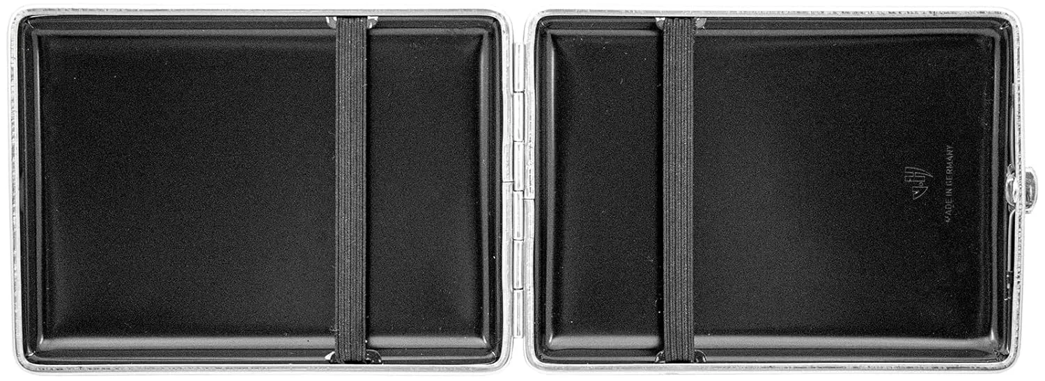 Made in Germany Genuine Leather Gold Plated Cigarette Case (18 100s) with Elastic Bands (Deer Red)