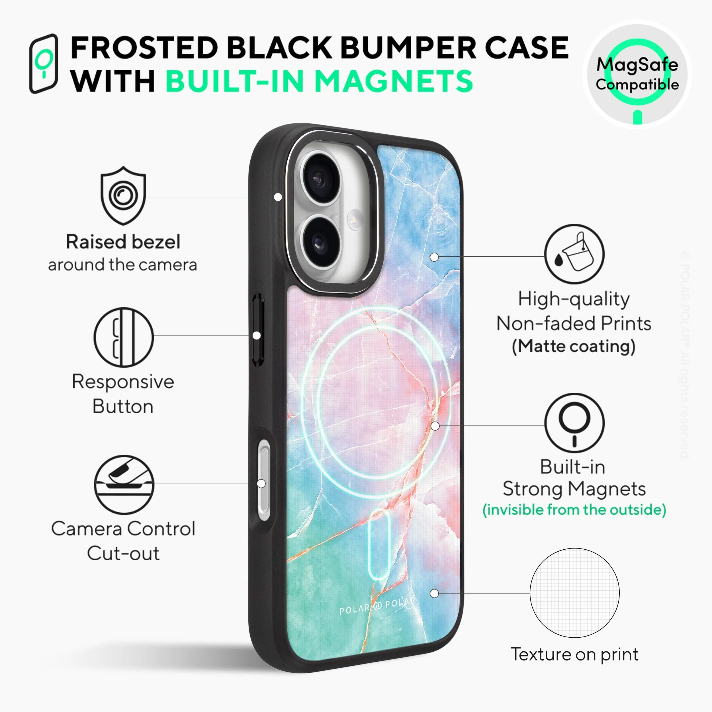 Magic Heaven - iPhone 16 Pro Frosted Black Bumper MagSafe Case
