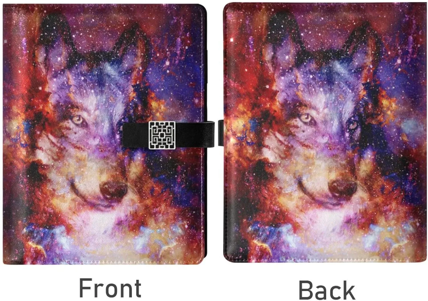 Magical Wolf A5 Binder 6 Ring Refillable PU Leather Notebook Journal with Magnetic Buckle Closure Loose Leaf Travel Office Planner Budget Binder Notepad Portfolio, Galaxy Space