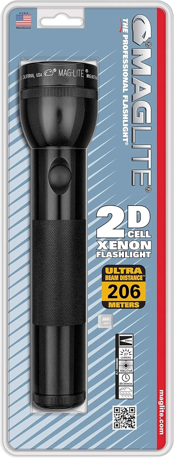 Maglite Heavy-Duty Incandescent 2-Cell D Flashlight, Black