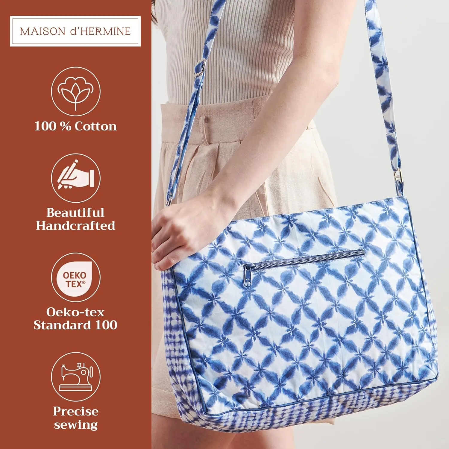Maison d' Hermine Hand Bags for Women Cotton Shoulder Bag for Shopping Travel Everyday Use Cross Body Tote purse Sling Bag