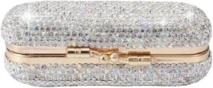 Makeup Bag with Mirror Women's Shiny Diamond Family Travel Lipstick Box, Portable Luxury Retro Mirror Lipstick Box