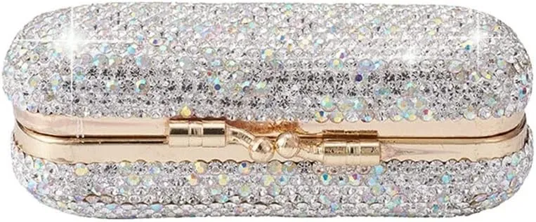 Makeup Bag with Mirror Women's Shiny Diamond Family Travel Lipstick Box, Portable Luxury Retro Mirror Lipstick Box