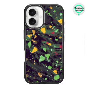 Malachite Terrazzo Gem - iPhone 16 Frosted Black Bumper MagSafe Case