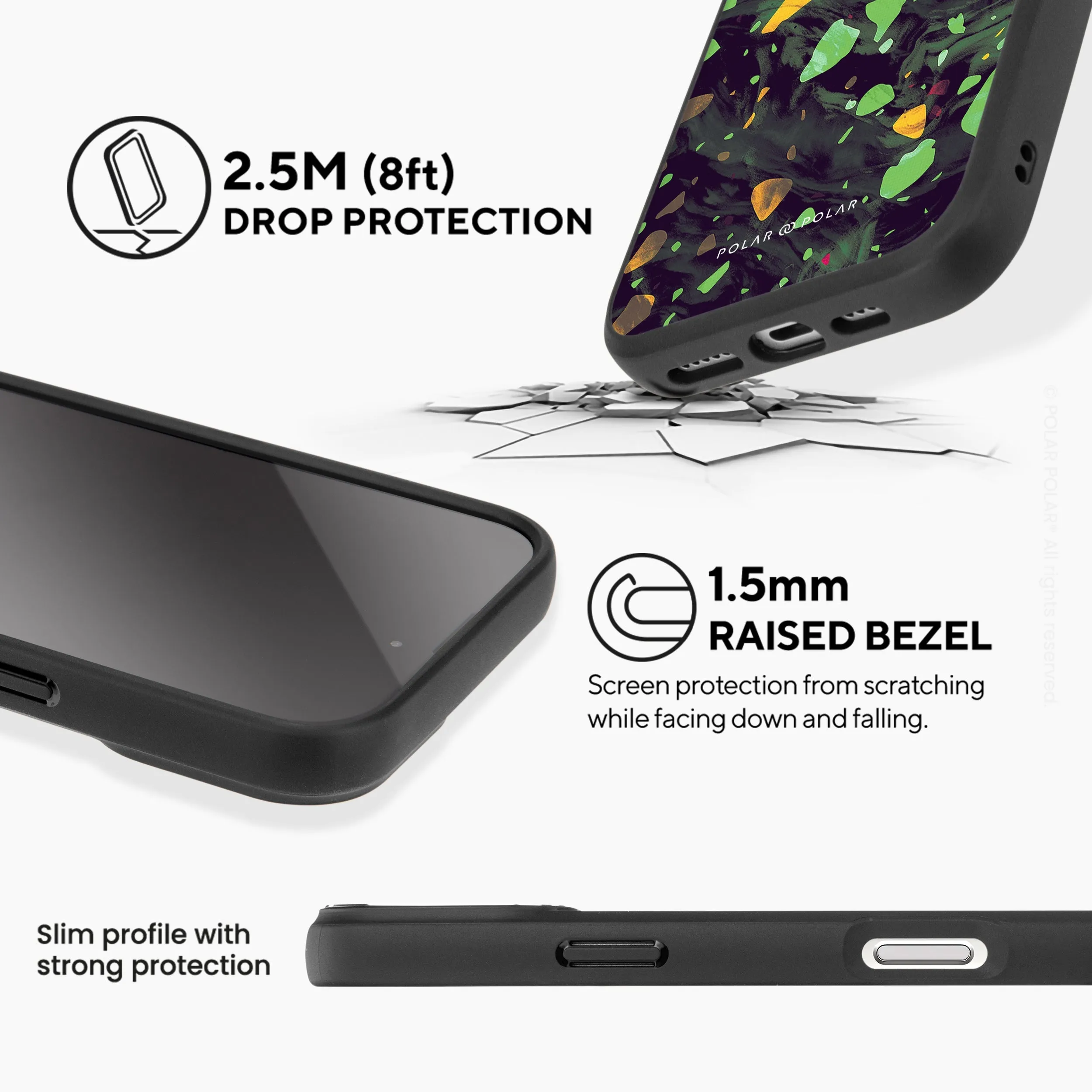 Malachite Terrazzo Gem - iPhone 16 Frosted Black Bumper MagSafe Case