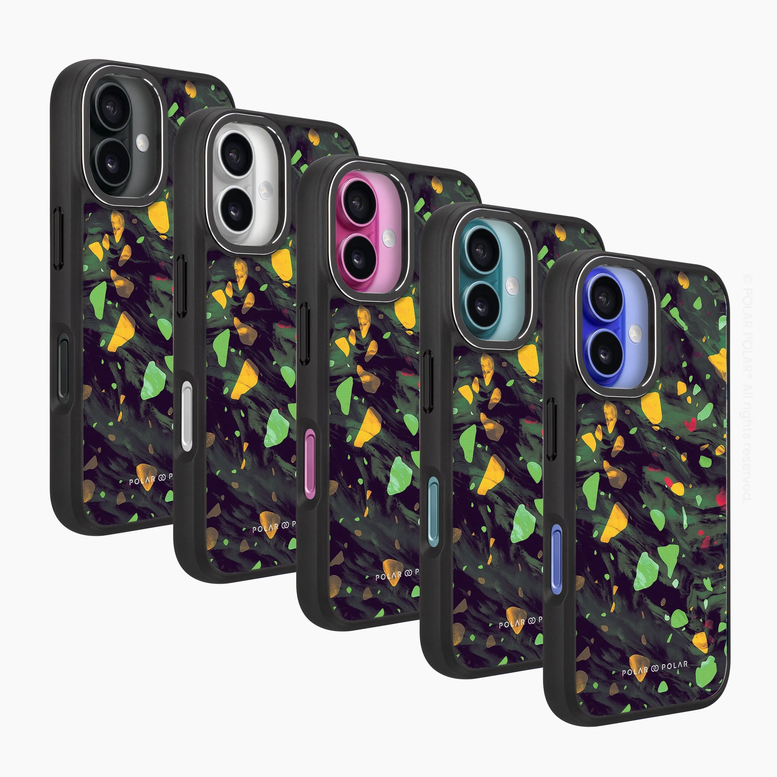 Malachite Terrazzo Gem - iPhone 16 Frosted Black Bumper MagSafe Case