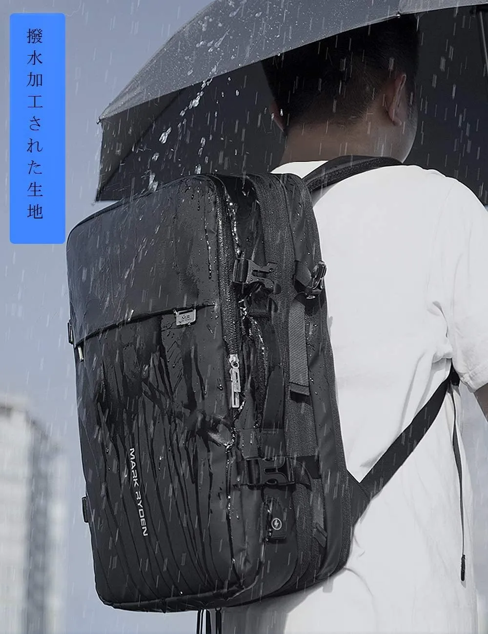 MARK RYDEN Travel Backpack for Men, 40L Airline Approved Carry on Backpack with USB Charging Port, 17.3 Inch Waterproof Business Laptop Backpack (12.6 x 8.0 x 19.6 Inch)