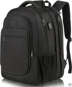 MATEIN College Large Travel Backpack, TSA Expandable Laptop Backpack with USB Charging Port, Anti Theft Computer Bag Fit 17.3 Inch Laptop Water Resistant College Computer Bag Gift for Men Women, Black