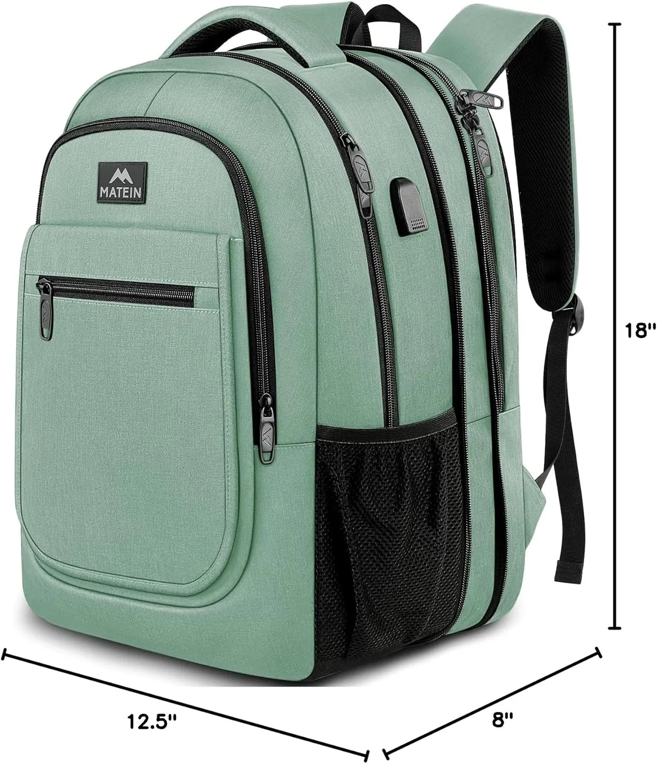 MATEIN Laptop Backpack for Women, Expandable 15.6 inch with USB Charging Port, Anti Theft Travel School Backpack, Water Resistant College Bookbag for Computer Bag Gifts for Men Women, Cyan
