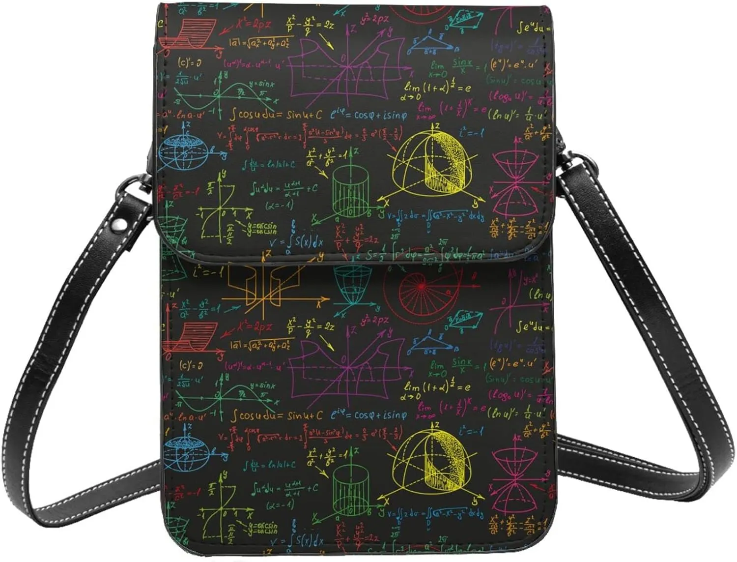 Math science formulas chalkboard black Crossbody Cell Phone Purse for Women Girls Leather Mini Cross Body Bags Small Shoulder Bags