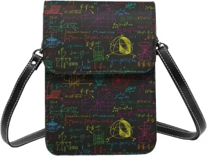 Math science formulas chalkboard black Crossbody Cell Phone Purse for Women Girls Leather Mini Cross Body Bags Small Shoulder Bags
