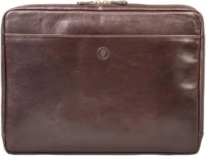 Maxwell Scott - Luxury Leather 15" 16" Laptop Sleeve Cover for Macbook - Handmade in Italy - The Verzino Dark Brown