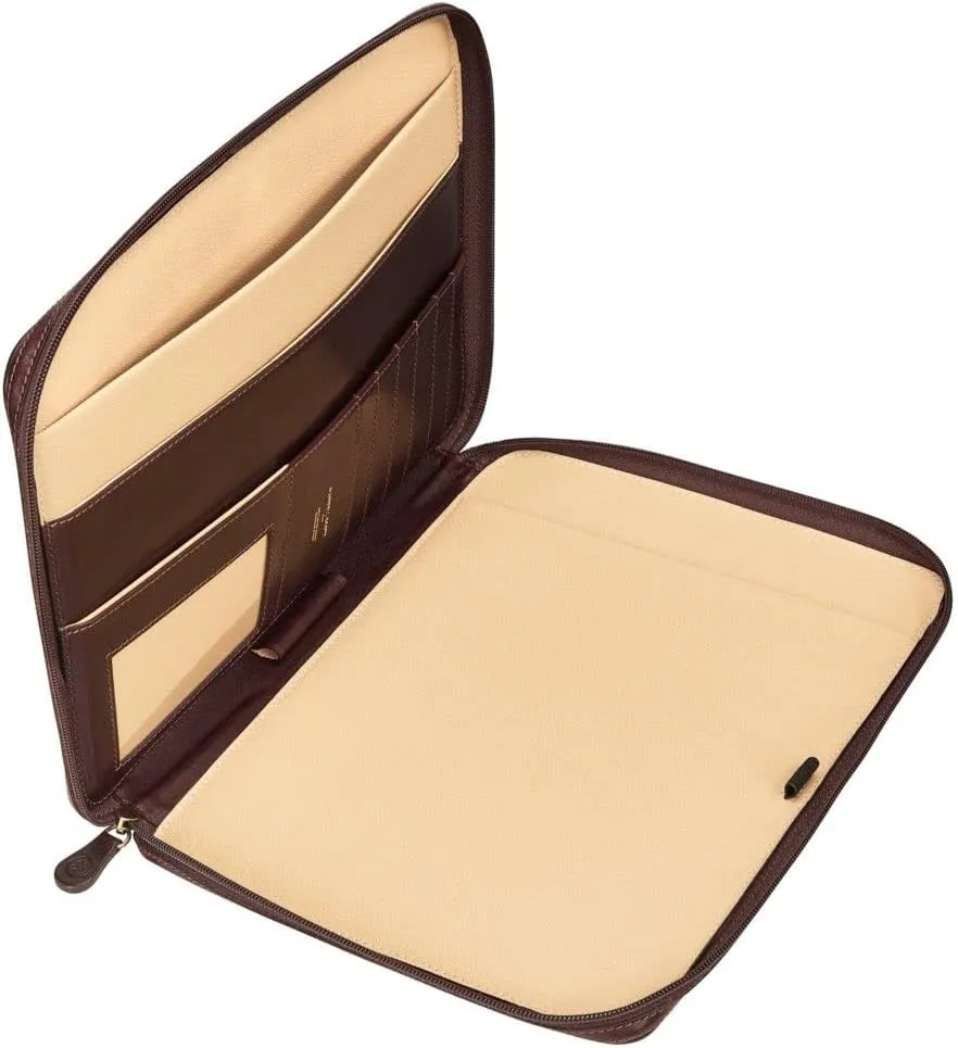 Maxwell Scott - Luxury Leather Business Portfolio Padfolio with Padded Tablet Pocket - Made in Italy - The Pareto Dark Brown