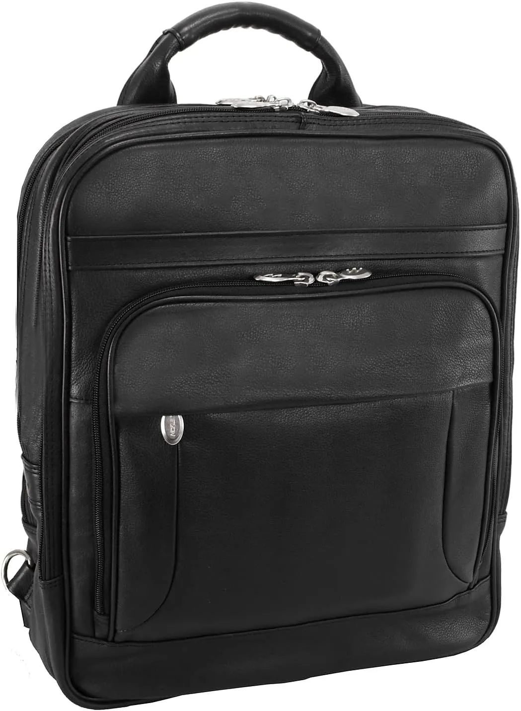 McKlein 17" Leather Patented Detachable -Wheeled Three-Way Laptop Backpack Briefcase- WICKER PARK- Black