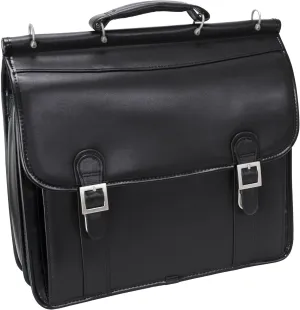 McKlein, V Series, Halsted, Top Grain Cowhide Leather, 15" Leather Double Compartment Laptop Briefcase, Black (80335)