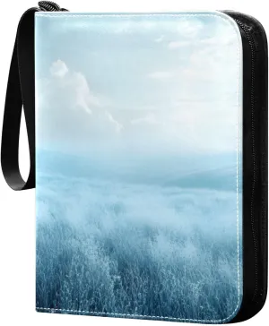 Meadow Blue Card Binder 4 Pocket Trading Card Album Fits 400 Sports/Game Cards, PU Cover 3 Ring Card Collection with 50 Removable Sleeves