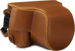 MegaGear MG1752 Ever Ready Leather Camera Case Compatible with Canon EOS M6 Mark II (15-45mm) - Light Brown