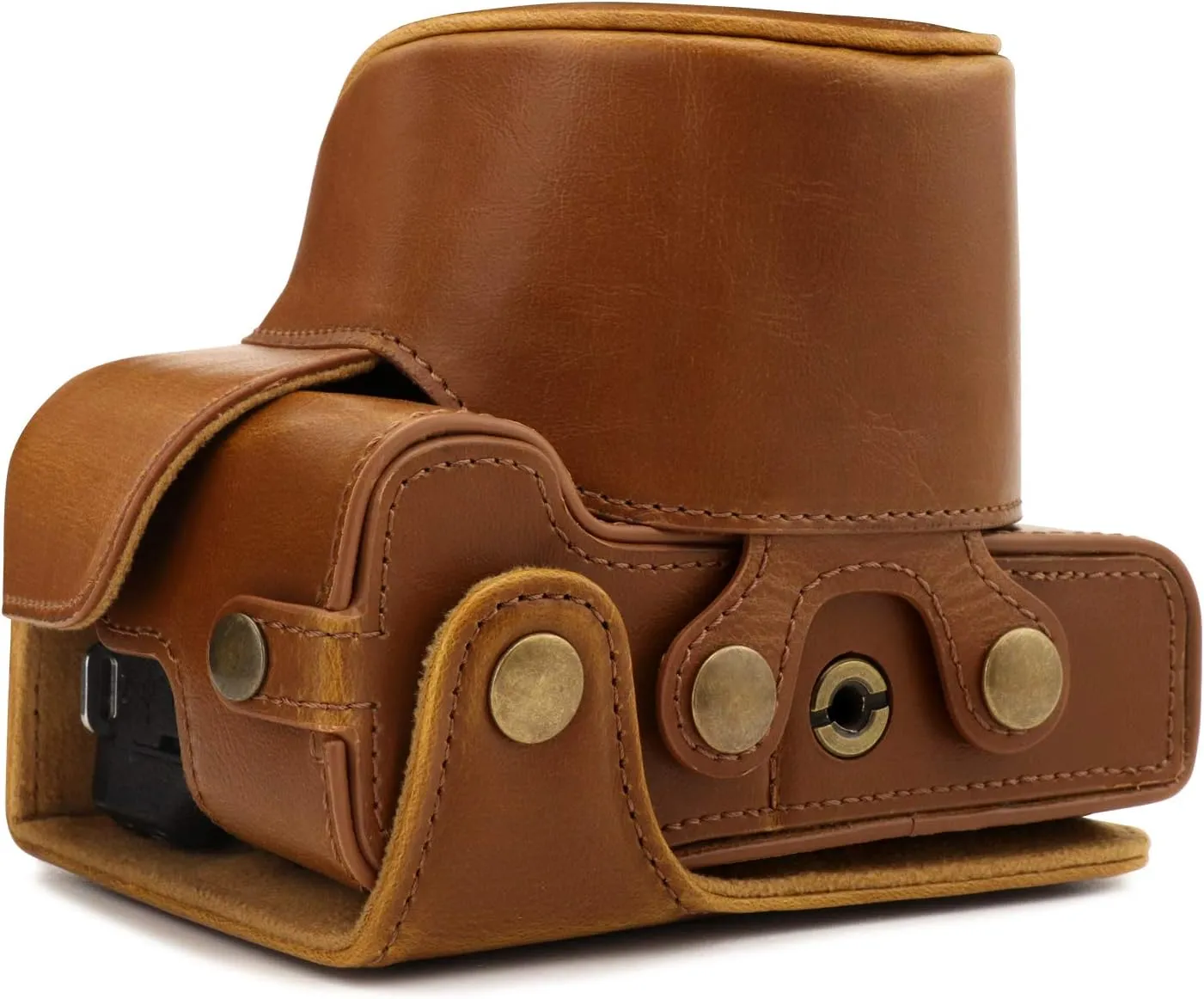 MegaGear MG1752 Ever Ready Leather Camera Case Compatible with Canon EOS M6 Mark II (15-45mm) - Light Brown
