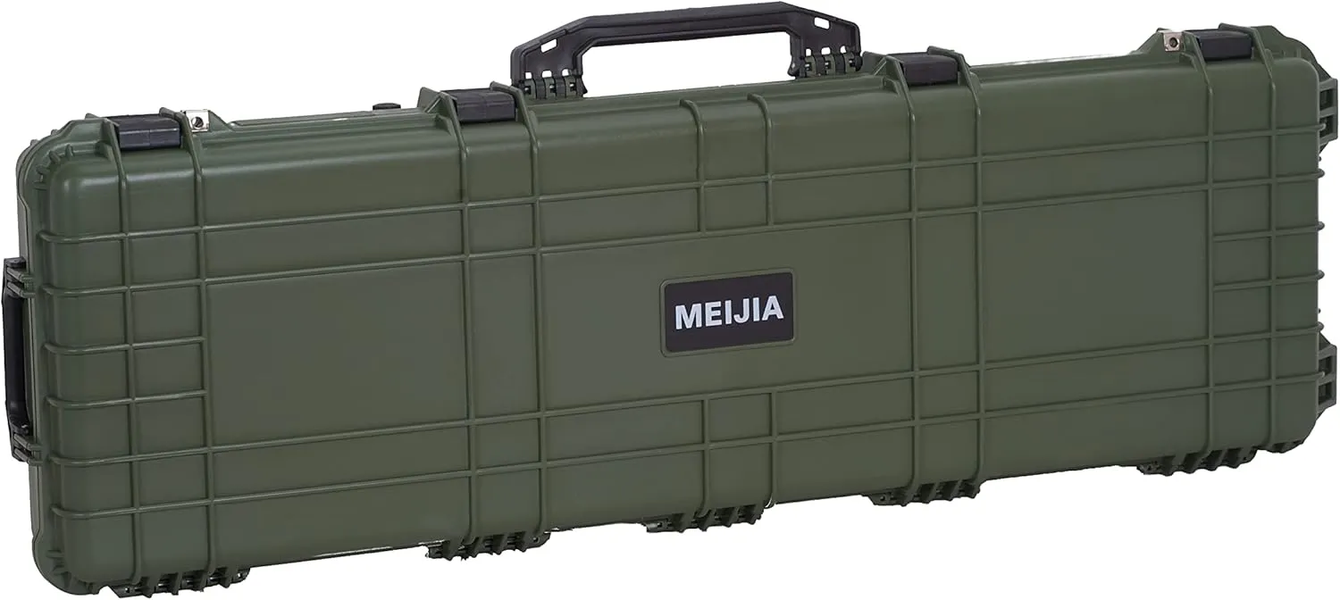 MEIJIA Portable Rolling Waterproof All Weather Hard Rifle Case,Gun case with Wheels,Customizable Fit Foam Included,Fit for Rifle,Guns,Shotguns, Airsoft Gun