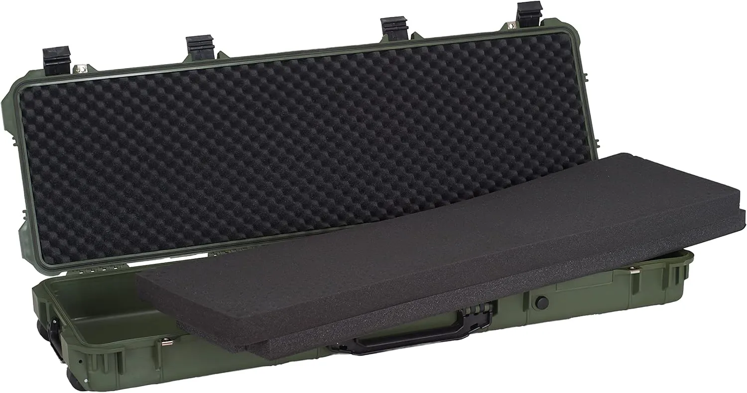 MEIJIA Portable Rolling Waterproof All Weather Hard Rifle Case,Gun case with Wheels,Customizable Fit Foam Included,Fit for Rifle,Guns,Shotguns, Airsoft Gun