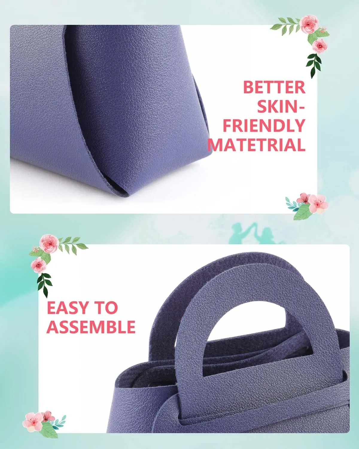 MEIKLE 12 Pack PU Leather Ribbon Candy Gift Bags Wedding Candy Box Birthday Party Favor Bags for Baby Showers Christmas Halloween (Navy,12pcs)
