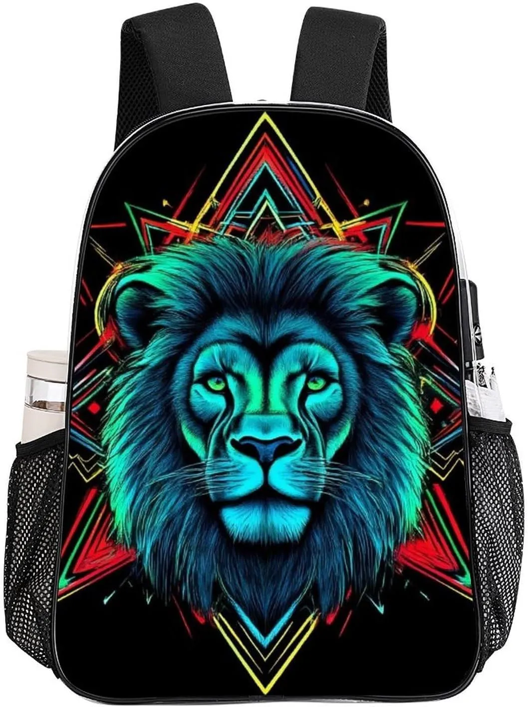 Men Women Lightweight Lion Head Art Daypack Bookbag Big Capacity Carry On Bag Transparent Bag for Camping Travel Bicycle