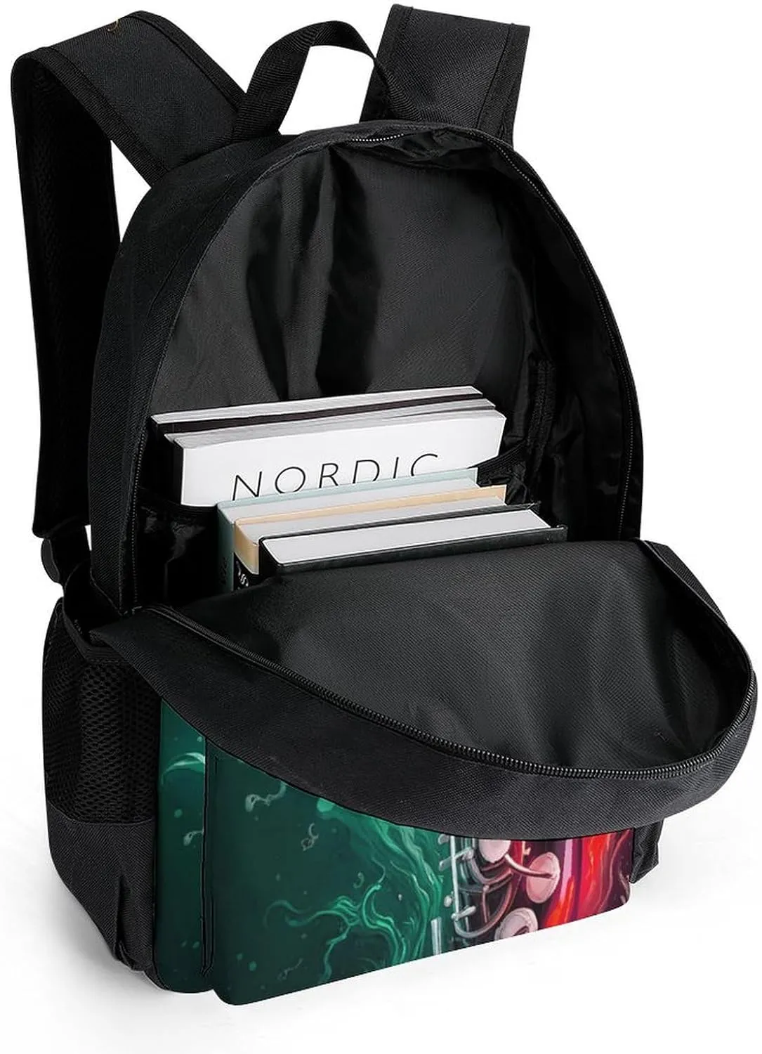 Men Women Lightweight Saxophone In Fire And Water Art Backpack Large Capacity Bookbag With Smooth Zippers for Gym Business Running