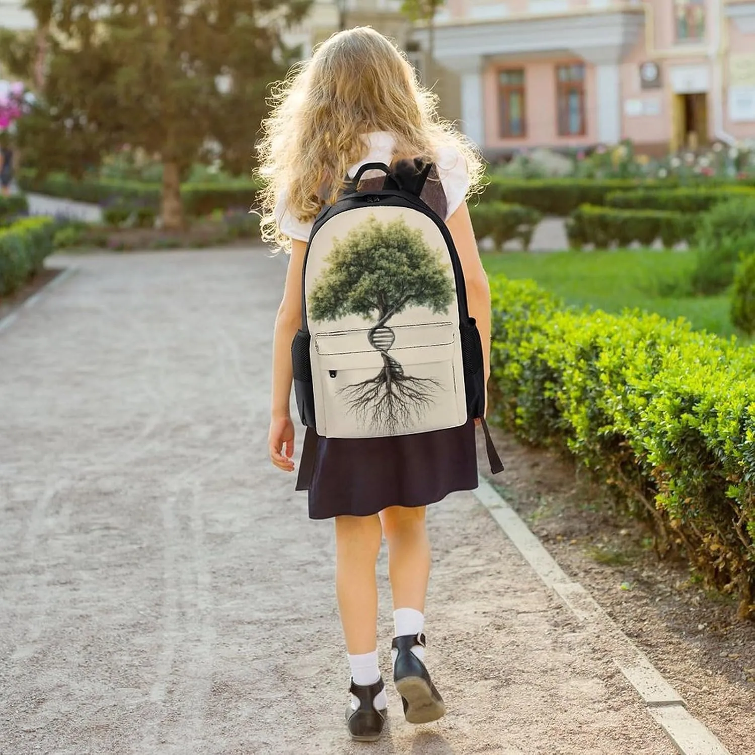 Men Women Polyester Dna Tree Of Life Daypack Big Capacity Shoulder Bag With Smooth Zippers for Hiking Work Walking Cycling