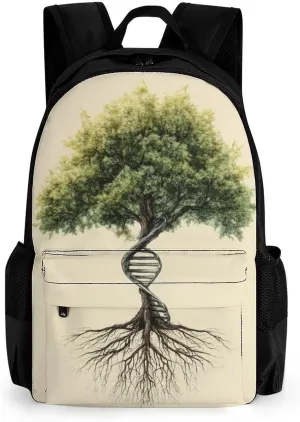 Men Women Polyester Dna Tree Of Life Daypack Big Capacity Shoulder Bag With Smooth Zippers for Hiking Work Walking Cycling