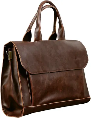 Men's Fashion Shoulder Bag Case Laptop Bag Business Briefcase Pu Leather Water-resistant