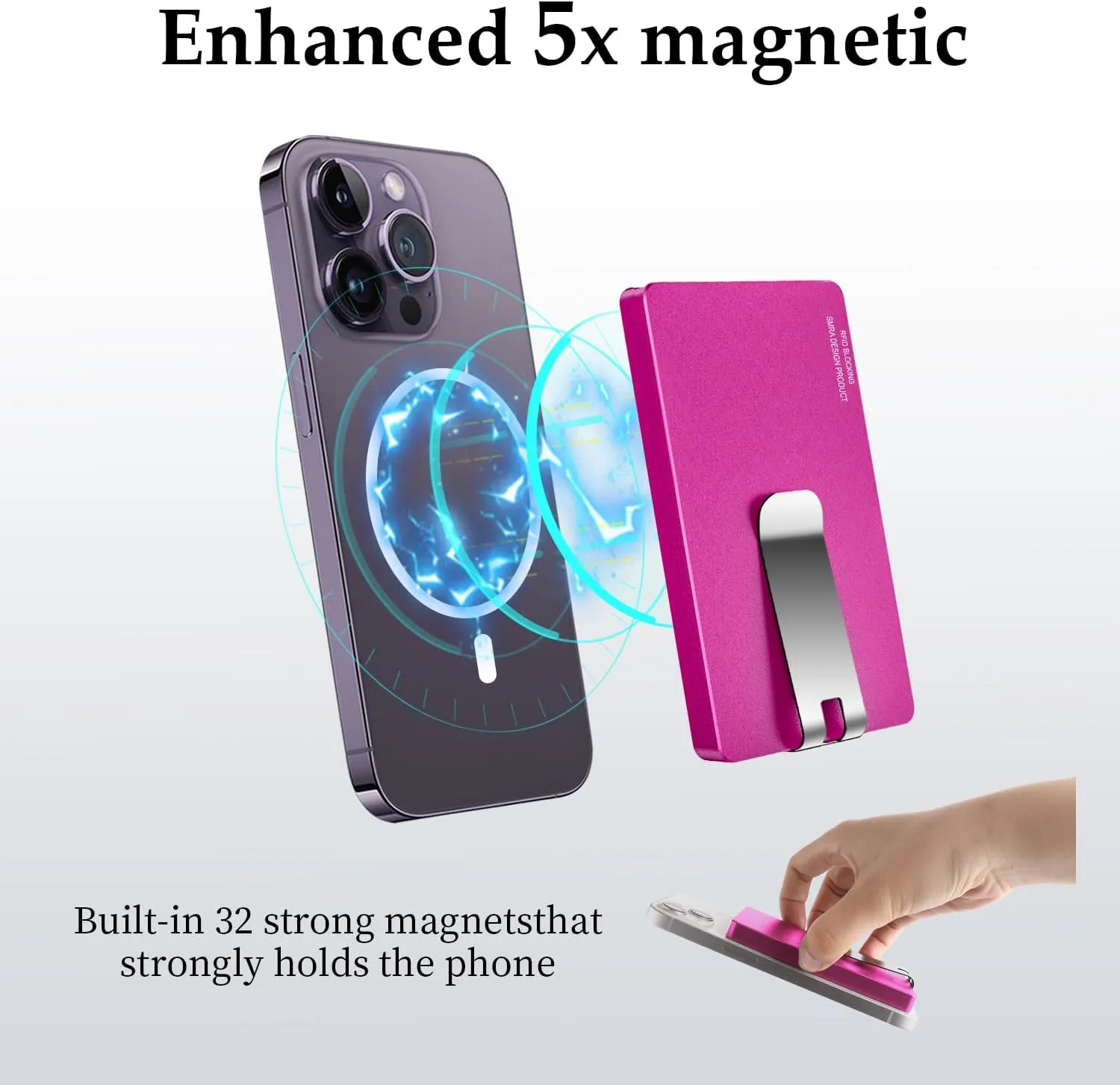 Metal Card Holder for Magsafe Wallet,Metal Magnetic Card Wallet for Men,Slim Card Case with Money Clip,Compatible with iPhone 16/15/14/13/12 Series (Magnetic Ring Included)