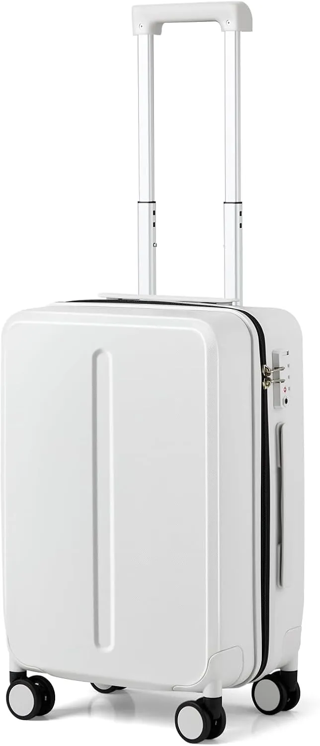 MILADA 20 Inch Carry On Luggage Airline Approved 22x14x9 Luggage Carry On Suitcase Hard Shell Suitcases with Wheels Carry on Bag Travel Luggage with TSA Lock, White