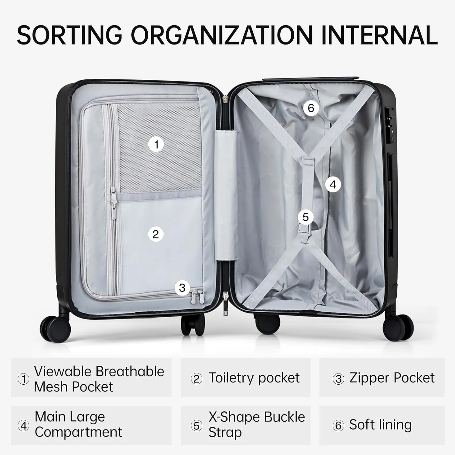 MILADA Luggage Carry On Luggage 22x14x9 Airline Approved 20 Inch Carry On Suitcase Hard Shell Suitcases with Wheels Carry on Bag Travel Luggage with TSA Lock,Grey