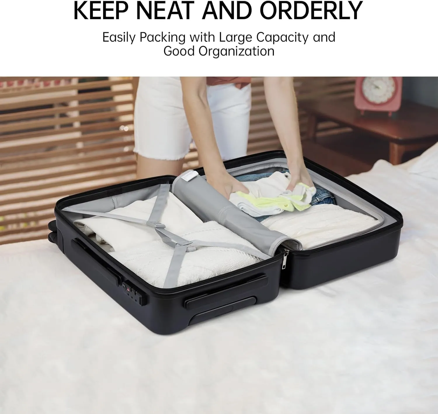 MILADA Luggage Carry On Luggage 22x14x9 Airline Approved 20 Inch Carry On Suitcase Hard Shell Suitcases with Wheels Carry on Bag Travel Luggage with TSA Lock,White
