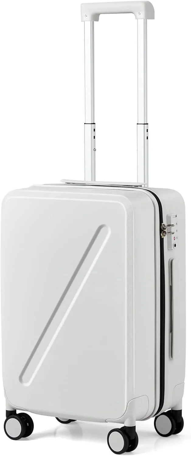 MILADA Luggage Carry On Luggage 22x14x9 Airline Approved 20 Inch Carry On Suitcase Hard Shell Suitcases with Wheels Carry on Bag Travel Luggage with TSA Lock,White
