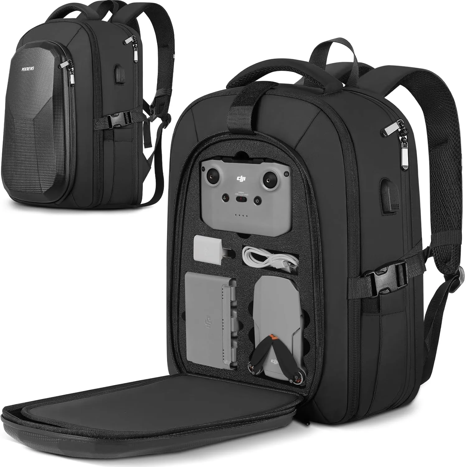 Mini 4K Case, Large Capacity Mini 2 SE Backpack for DJI RC N1 Controller, Sturdy Travel Drone Bag Fits 15.6 Inch Laptop and Fly More Combo, Waterproof RC N1 Carrying Case for DJI Accessories