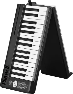 Mini Keys Keyboard Piano, Portable Small Keyboard with 40 Songs, 200 Sounds, with MIDI Function, LED Display & Dual Speakers, Compact Music Electric Piano for Kids/Beginners (Black)