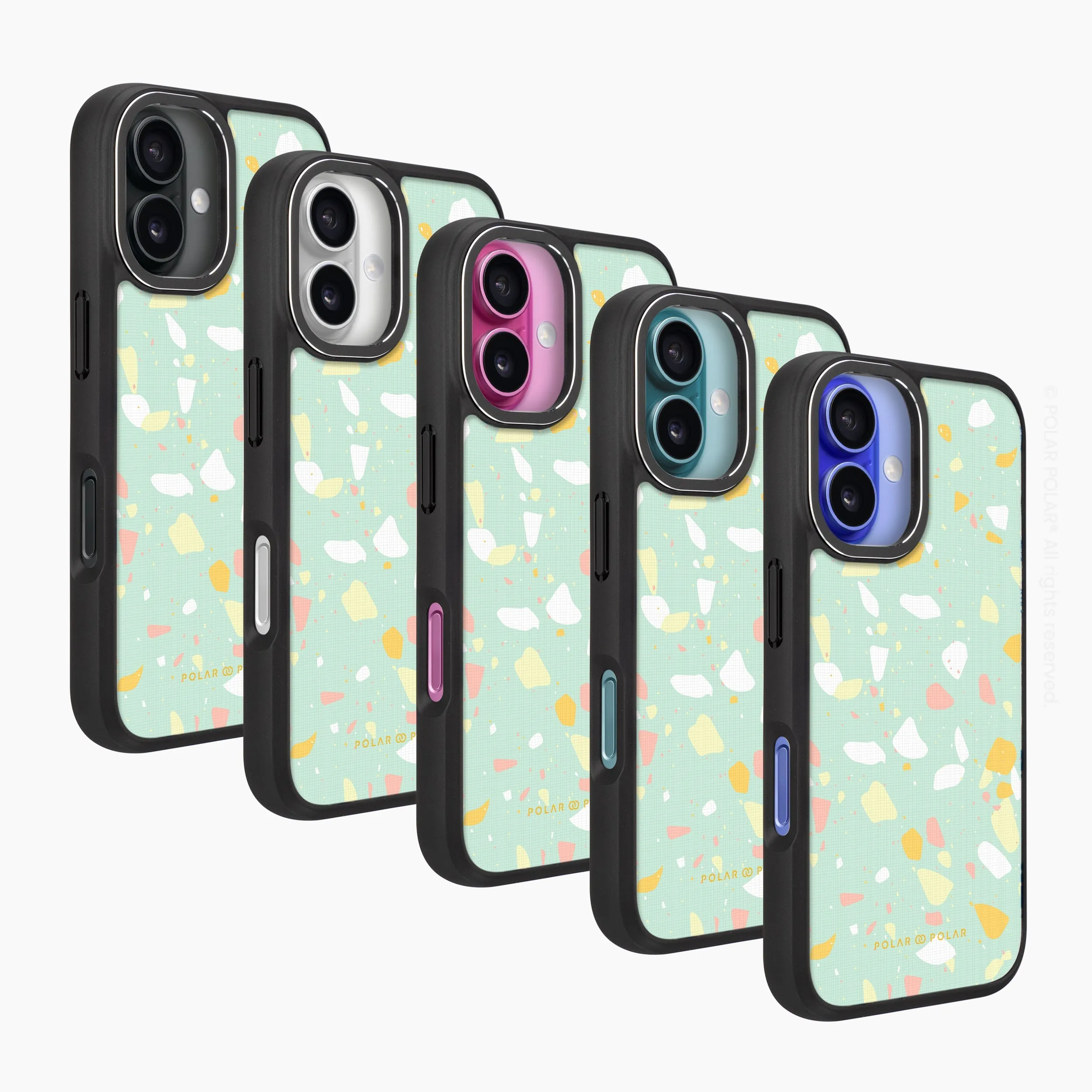 Mist Green Terrazzo - iPhone 16 Plus Frosted Black Bumper MagSafe Case