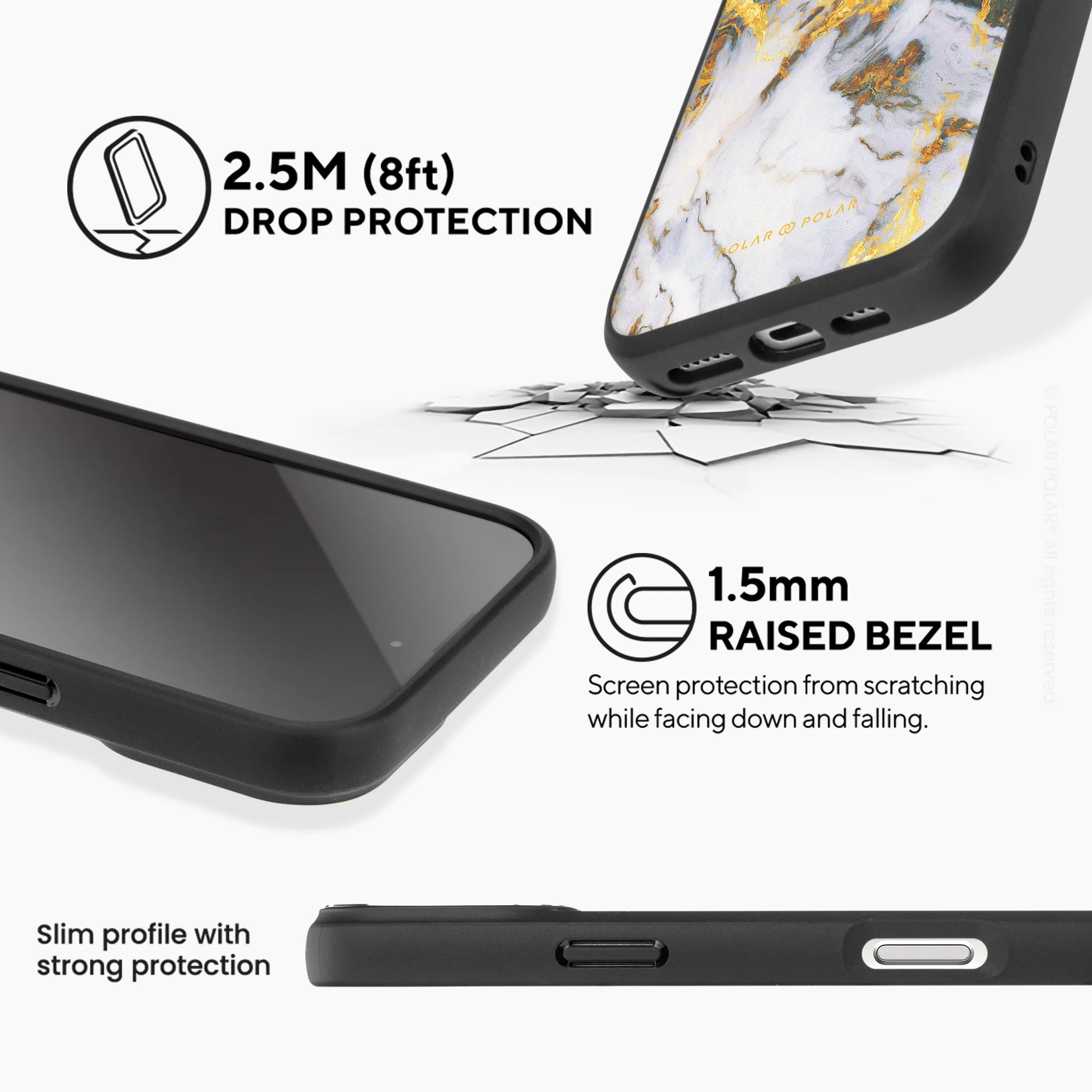 Mist Marble - iPhone 16 Plus Frosted Black Bumper MagSafe Case