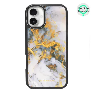 Mist Marble - iPhone 16 Plus Frosted Black Bumper MagSafe Case
