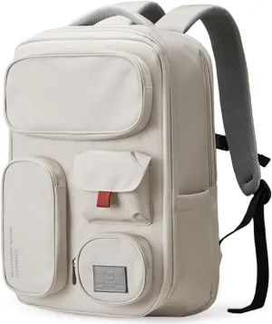 mixi Travel Backpack for Women & Men 15.6'' Laptop Carry On Weekender Bag Outdoor Hiking with Multifunction Pockets 180° Open Water Resistant 18 Inch 22L, Moonlight White