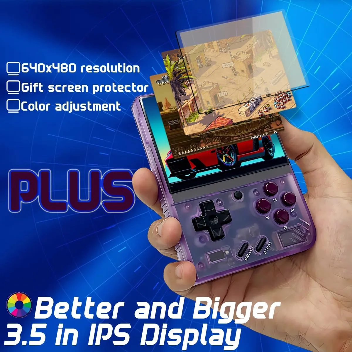 Miyoo Mini Plus OnionOS Handheld Game Console 3.5-inch 640*480 Screen 3000mAh Miyoo-Mini  with Portable Case Transparent Purple