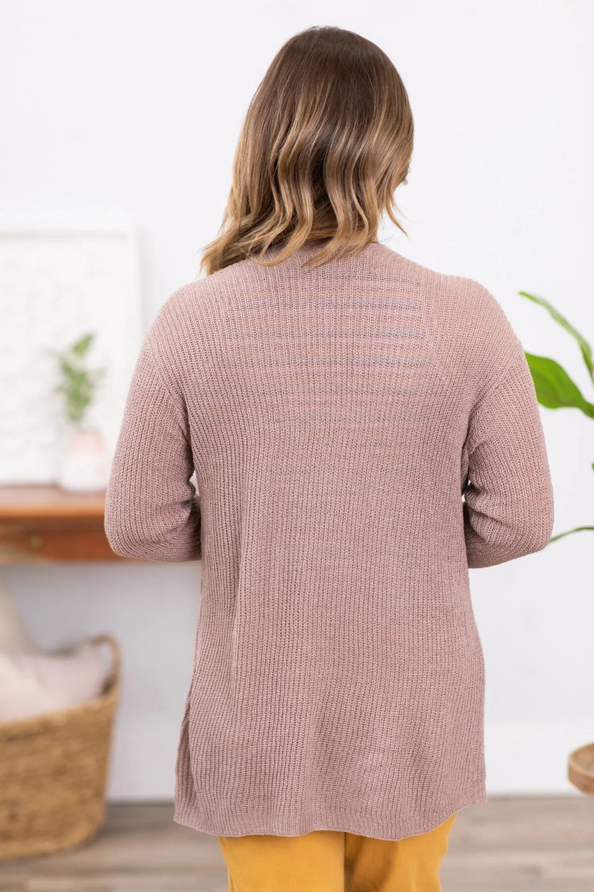 Mocha Sweater Cardigan With Pockets