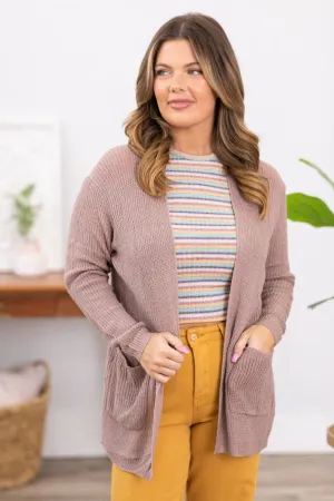 Mocha Sweater Cardigan With Pockets