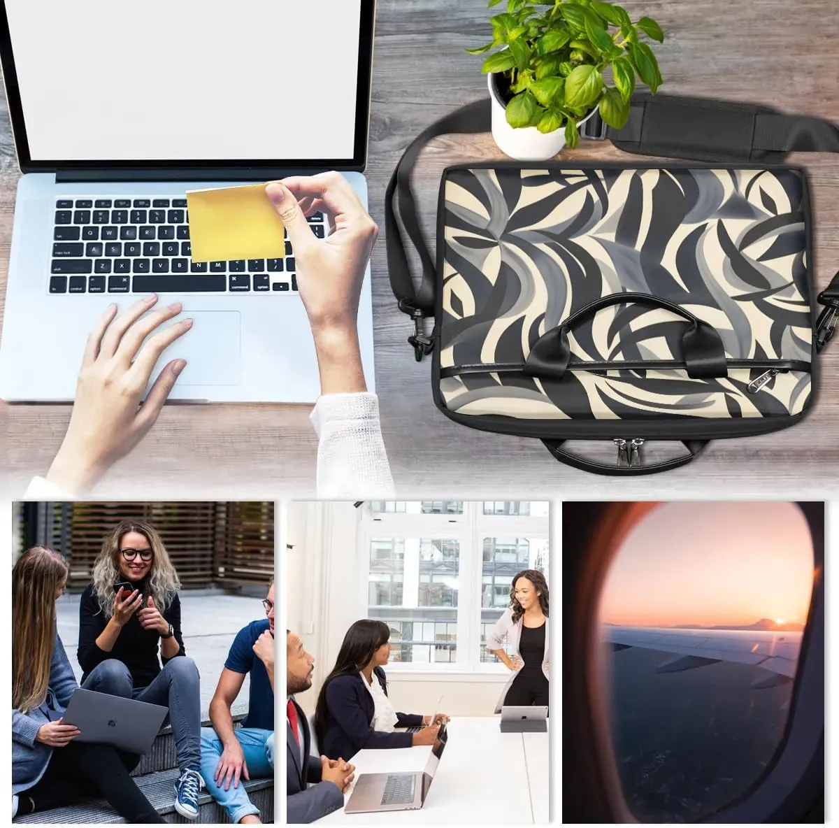 Modern Geometric 15 Inch Laptop Bag Laptop Shoulder Bag Computer Cases for Laptops or Tablets