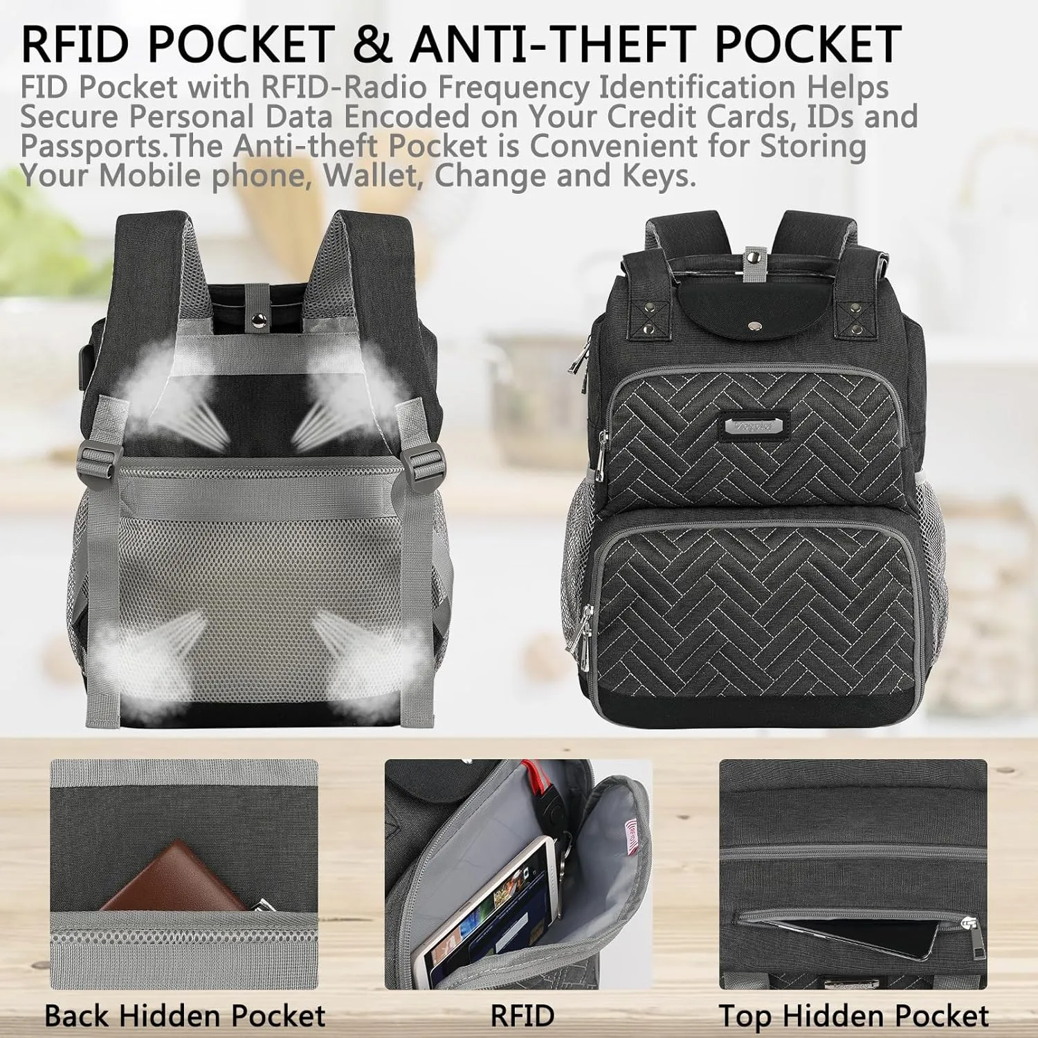 Mogplof Lunch Backpack, Backpack Lunch Bag for Women, 15.6 Inch Lunchbox Backpack with USB and RFID Pockets, Water-resistant Backpack with Lunch Compartment,Laptop lunch Bag for Work Picnic